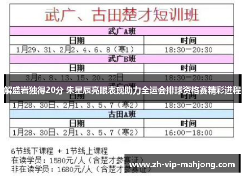 解盛岩独得20分 朱星辰亮眼表现助力全运会排球资格赛精彩进程